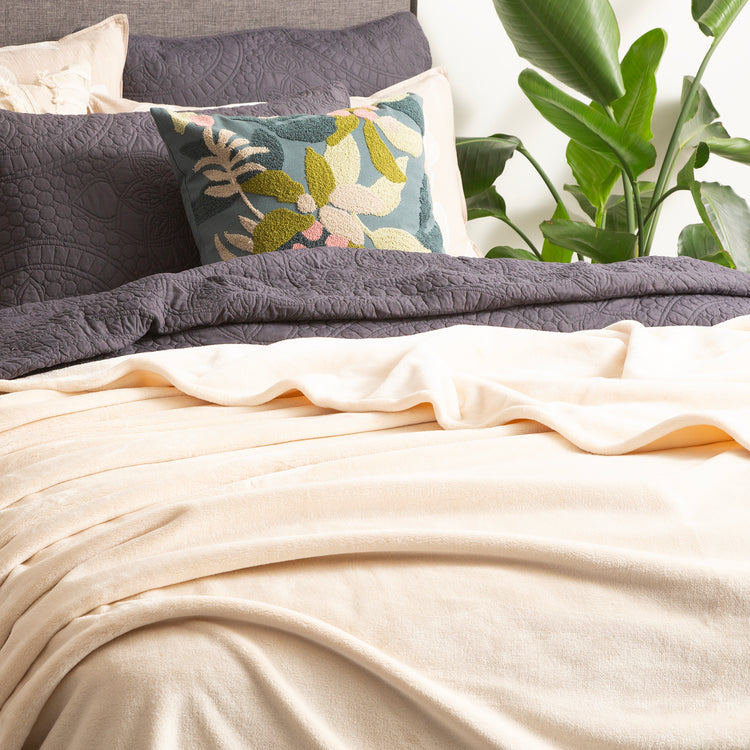 Renee Taylor Plush 380 GSM Ultra Soft Velvet Blanket Stone