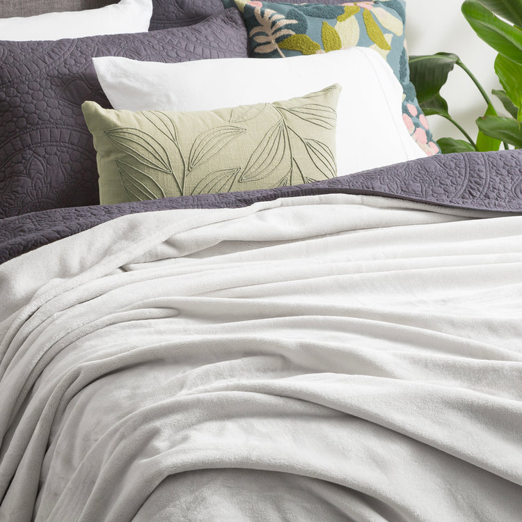Renee Taylor Plush 380 GSM Ultra Soft Velvet Blanket Silver Line