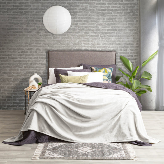 Renee Taylor Plush 380 GSM Ultra Soft Velvet Blanket Silver Line