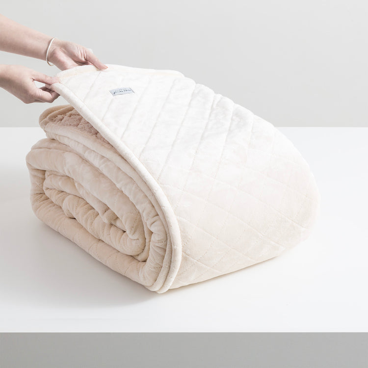 Renee Taylor Heston 480 GSM Ultra Soft Velvet Sherpa Blanket Stone