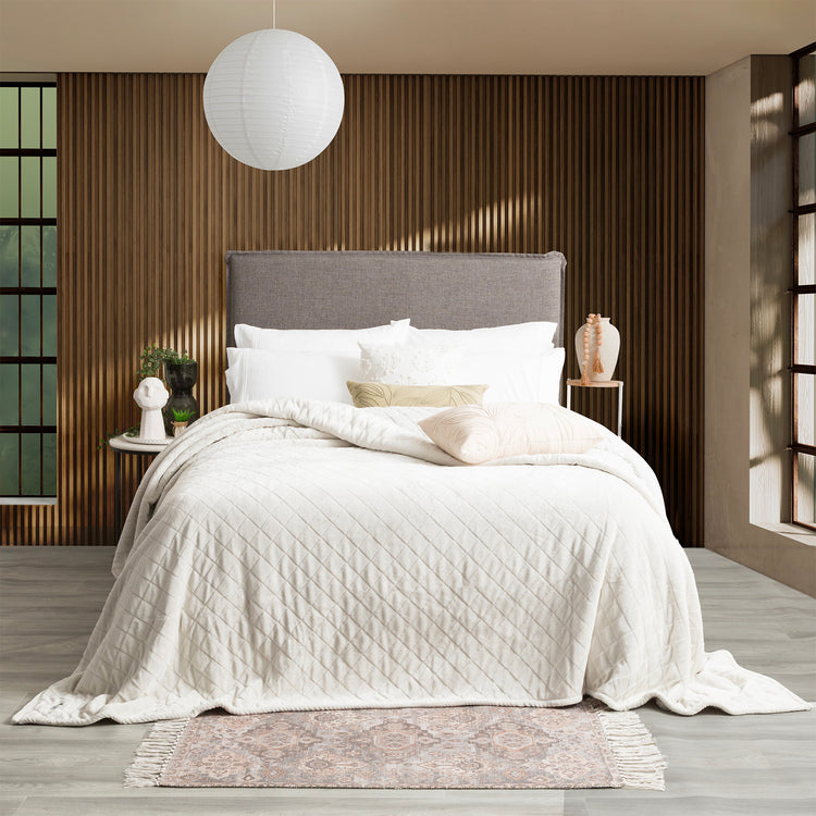 Renee Taylor Heston 480 GSM Ultra Soft Velvet Sherpa Blanket Silver Line