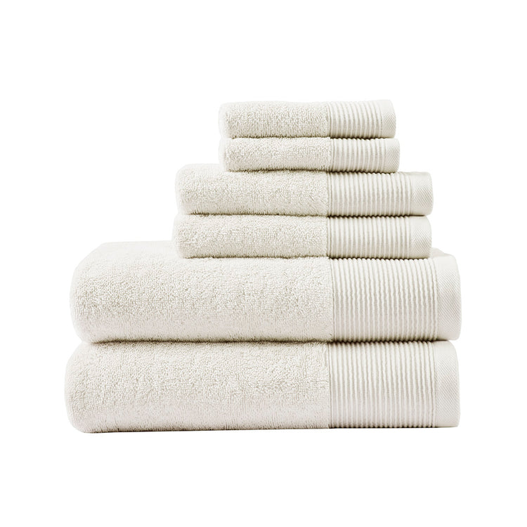 Cloud Linen Retreat Cotton Tencel Antimicrobial 6 Piece Towel Set  Ivory