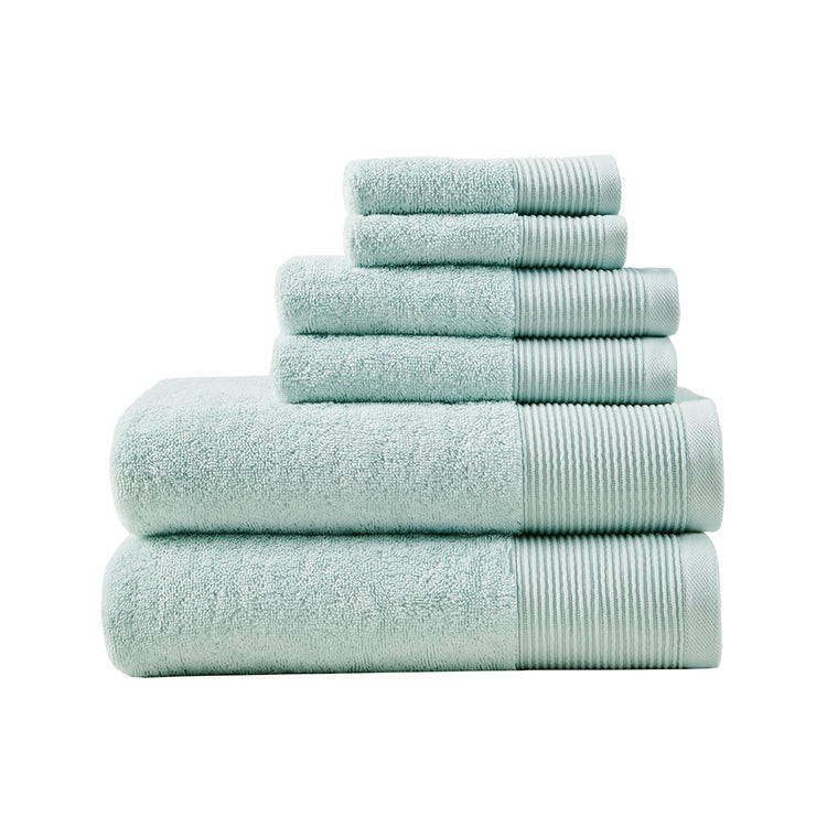 Cloud Linen Retreat Cotton Tencel Antimicrobial 6 Piece Towel Set  Seafoam