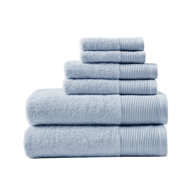 Cloud Linen Retreat Cotton Tencel Antimicrobial 6 Piece Towel Set  Blue