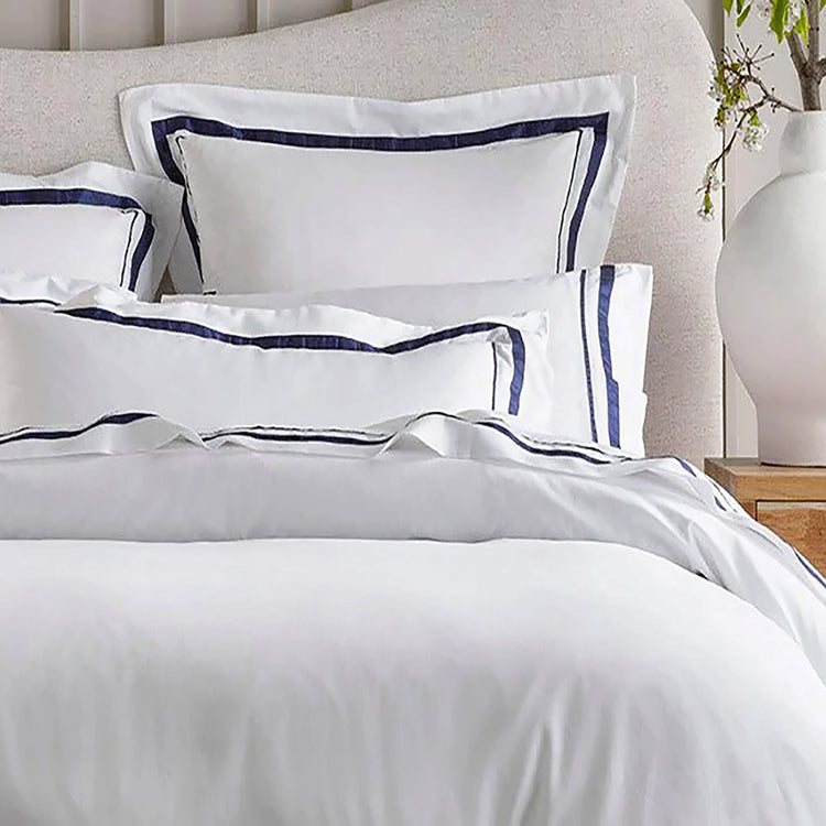 Cloud Egyptian Cotton 1000 Thread count Quilt Cover White Navy