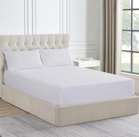 1500 Thread Count Cotton Blend Fitted Sheet & Pillowcase Set Snow - No Flat Sheet