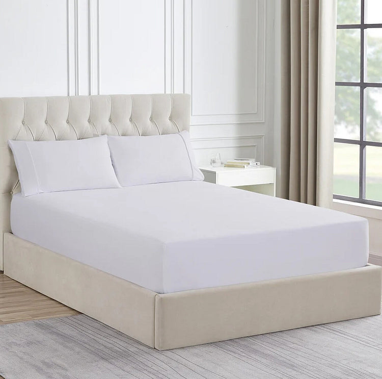 1500 Thread Count Cotton Blend Fitted Sheet & Pillowcase Set Snow - No Flat Sheet