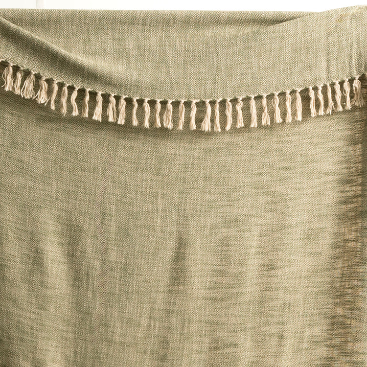 Surrey Chevron Cotton Throw Olive
