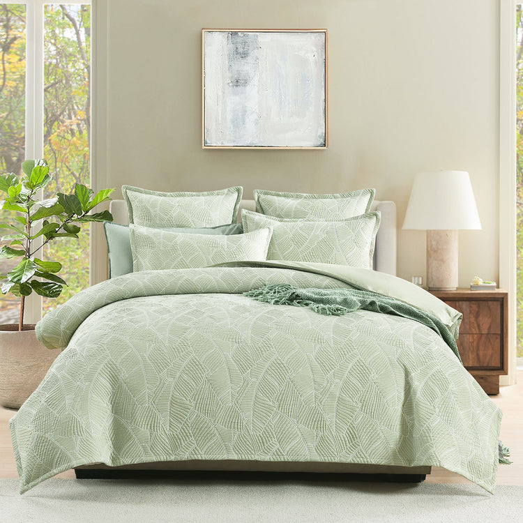 Renee Taylor Woods Jacquard Quilt Cover Set Sage