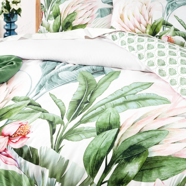 Renee Taylor 300 TC Cotton Reversible Quilt Cover Sets Gardenia
