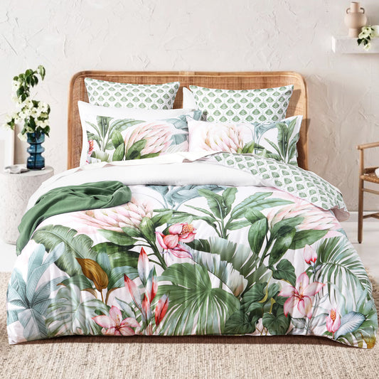 Renee Taylor 300 TC Cotton Reversible Quilt Cover Sets Gardenia