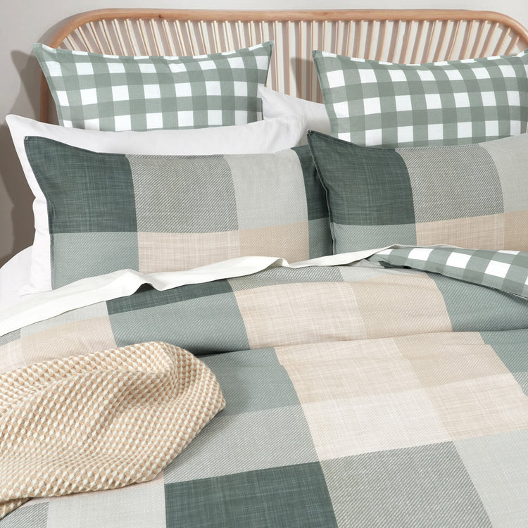 Renee Taylor 300 TC Cotton Reversible Quilt Cover Sets Cooper Checks