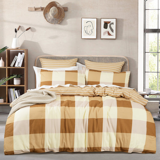 Renee Taylor 300 TC Cotton Reversible Quilt Cover Sets Berlin Checks