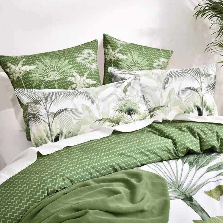 Renee Taylor 300 TC Cotton Reversible Quilt Cover Sets Noosa Palm