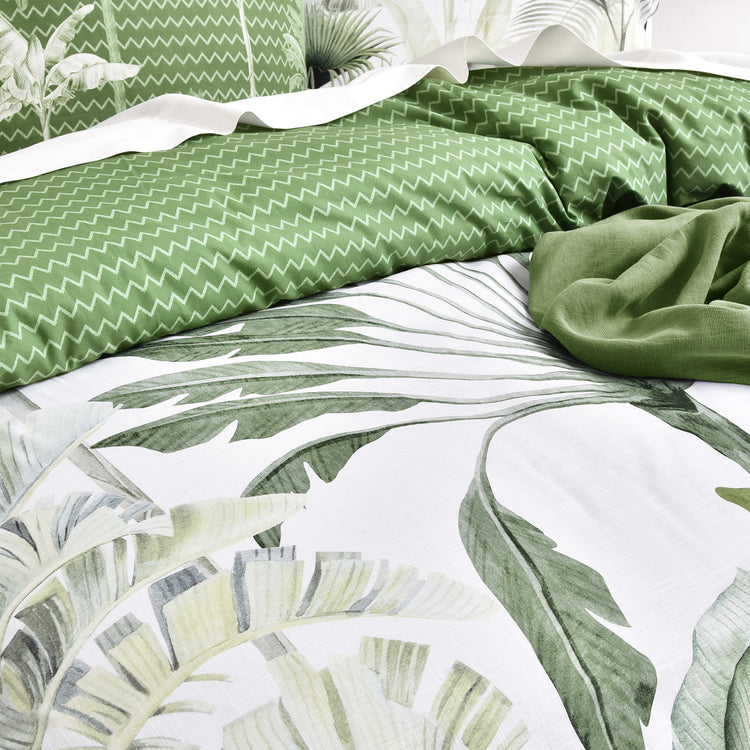 Renee Taylor 300 TC Cotton Reversible Quilt Cover Sets Noosa Palm