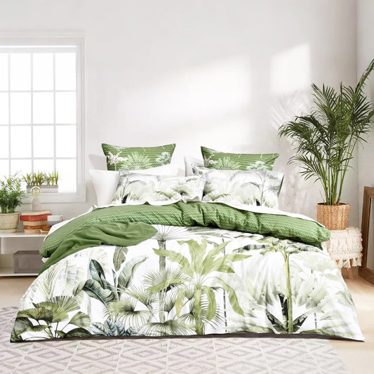 Renee Taylor 300 TC Cotton Reversible Quilt Cover Sets Noosa Palm
