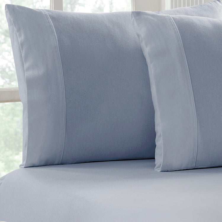 Flannelette Fitted and Pillowcase Set Sky