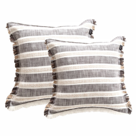 Capri Stripe Cushion Twin Pack 50 x 50 Cms Onyx