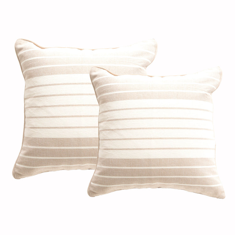 Palma Stripe Cushion Twin Pack 50 x 50 Cms Nude