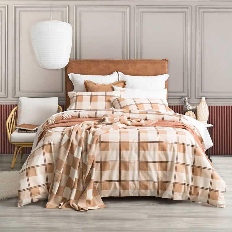 Twill Checks Flannelette Quilt Cover Set