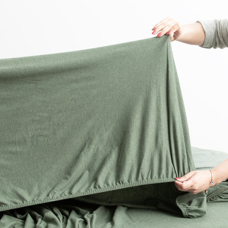 Comfort T’s Organic Cotton Jersey Fitted Sheet & Pillowcase - No Flat Sheet Olive
