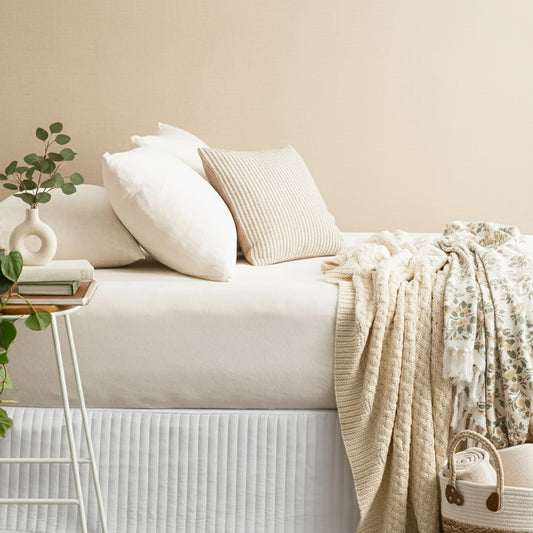 Comfort T’s Organic Cotton Jersey Fitted Sheet & Pillowcase - No Flat Sheet Oatmeal