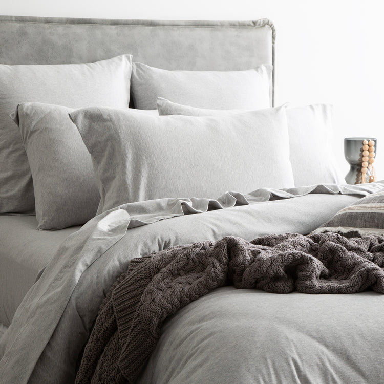 Comfort T’s Organic Cotton Jersey Quilt Cover Set Grey Marle