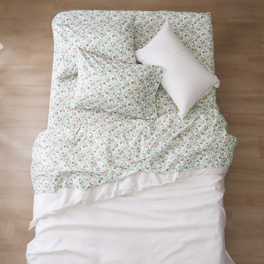 Red Gum Patterned Cotton Sheet Set