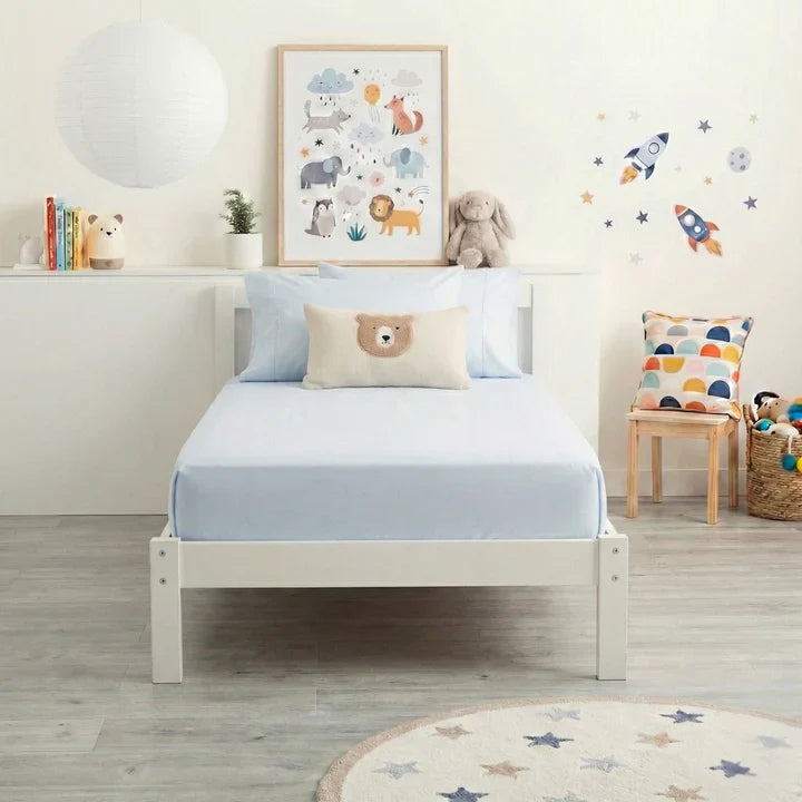 Park Avenue Bamboo Cotton Fitted Sheet & pillowcase Set Mid Blue - No Flat Sheet