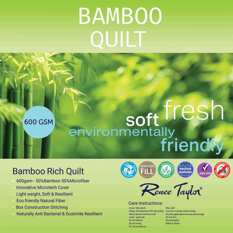 600 GSM All Season Bamboo Rich Quilt with Soft Cover