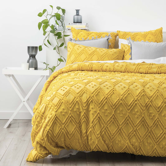 Medallion Vintage Tufted Quilt Cover Misted Yellow