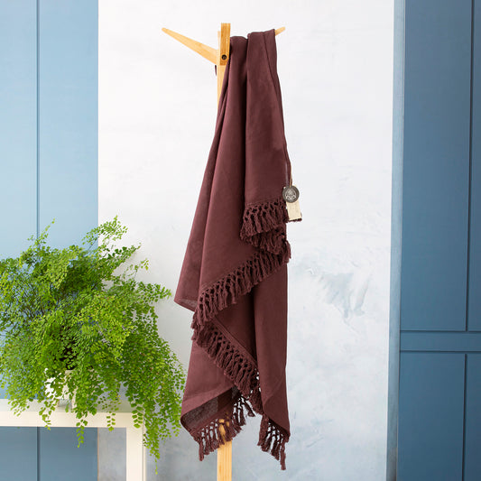 Cavallo Stone Washed Linen Throw 130 x 200 Cms PLUM