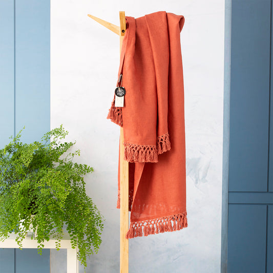 Cavallo Stone Washed Linen Throw 130 x 200 Cms PAPRIKA