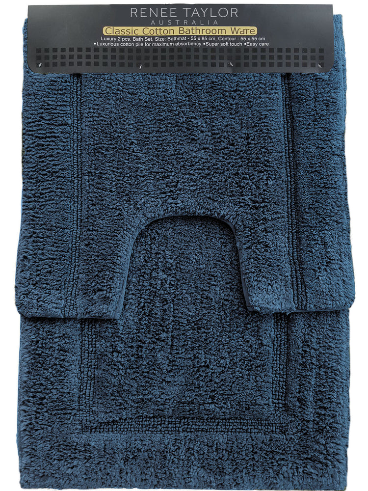 2 Piece 2200 GSM Tufted Bath Mat set Blue Mirage