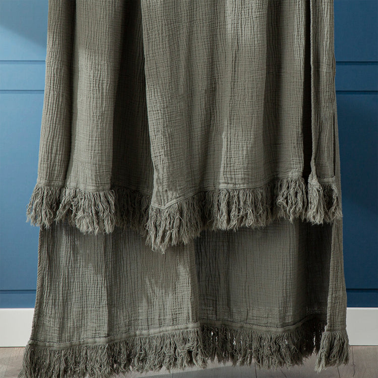 Solana Washed Cotton Textured Throw 130x200 cms Fern