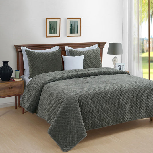 Amalia Cotton velvet quilted comforter set