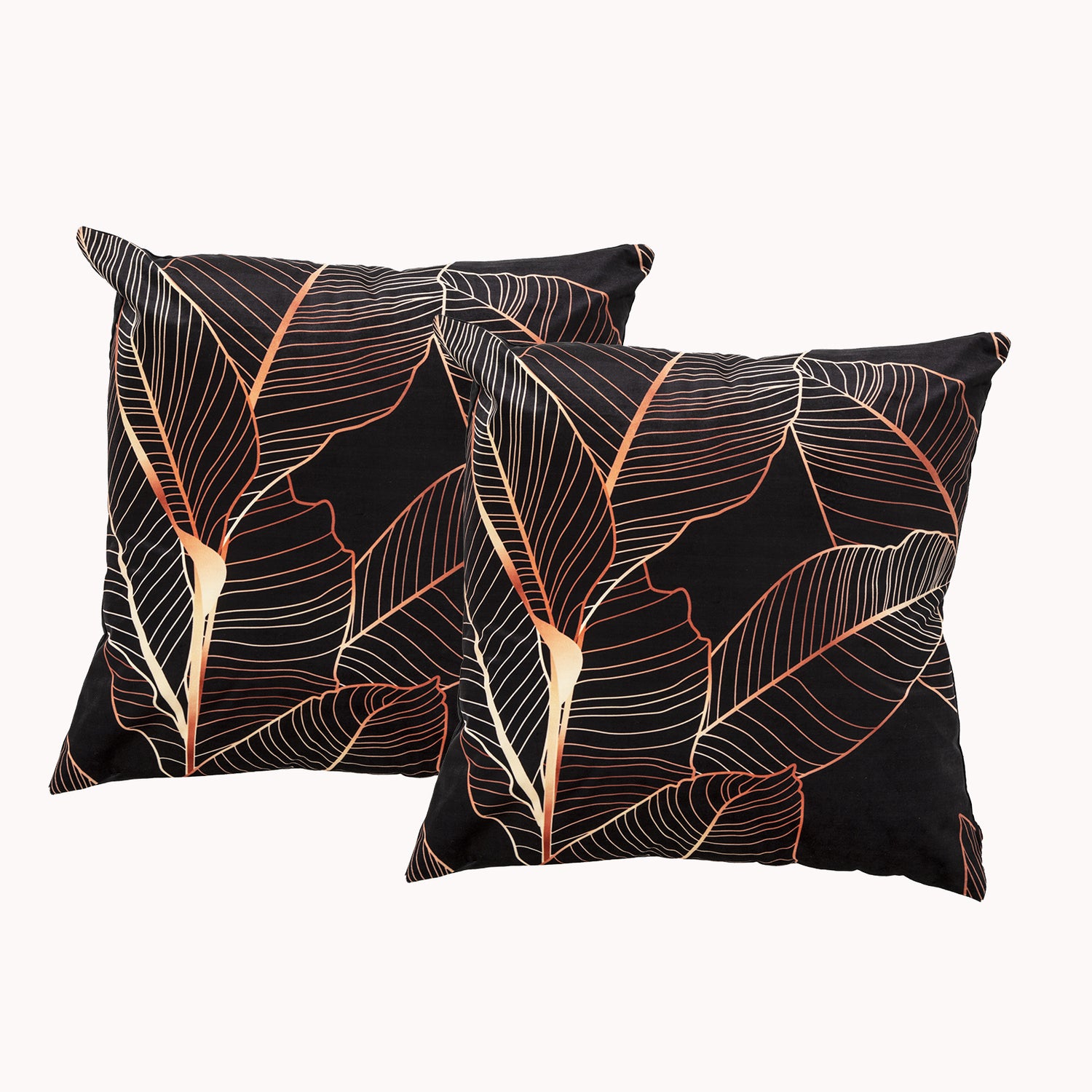 Twin Pack Velvet Cushion Filled 50 x 50 Cms  Leaf