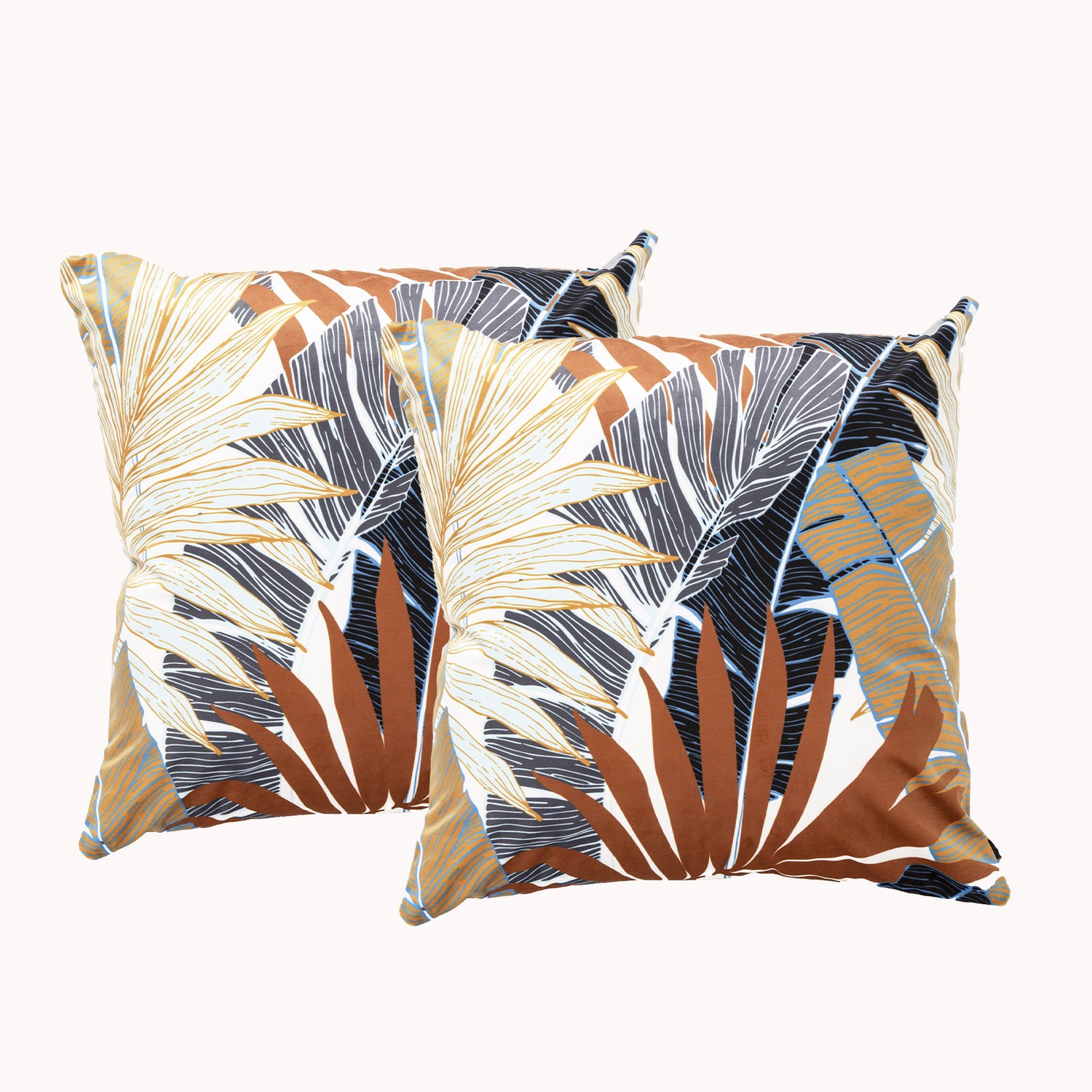 Twin Pack Velvet Cushion Filled 50 x 50 Cms  Foilage