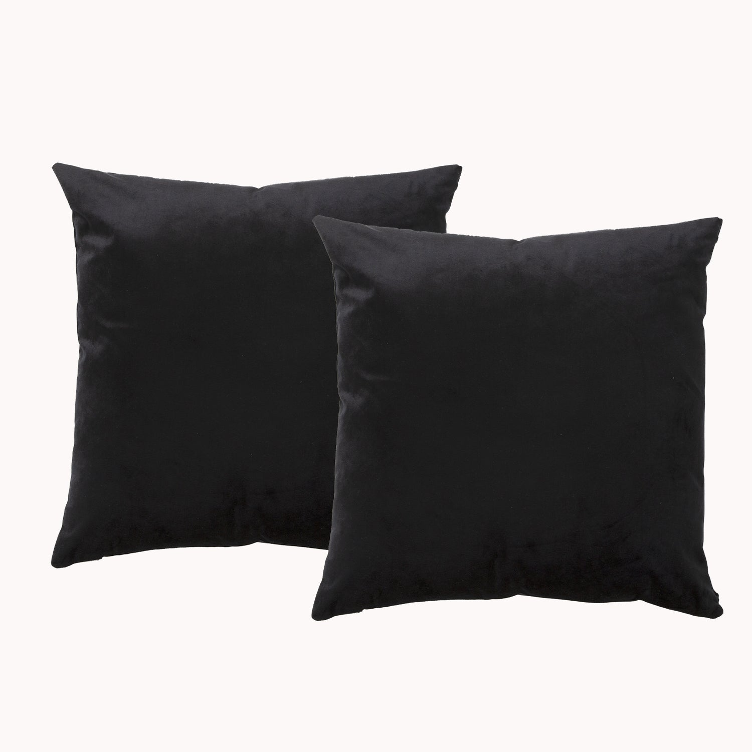 Twin Pack Velvet Cushion Filled 50 x 50 Cms  Black Beauty