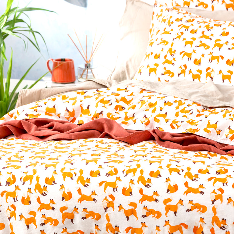 European Vintage Washed Cotton Quilt cover Fox