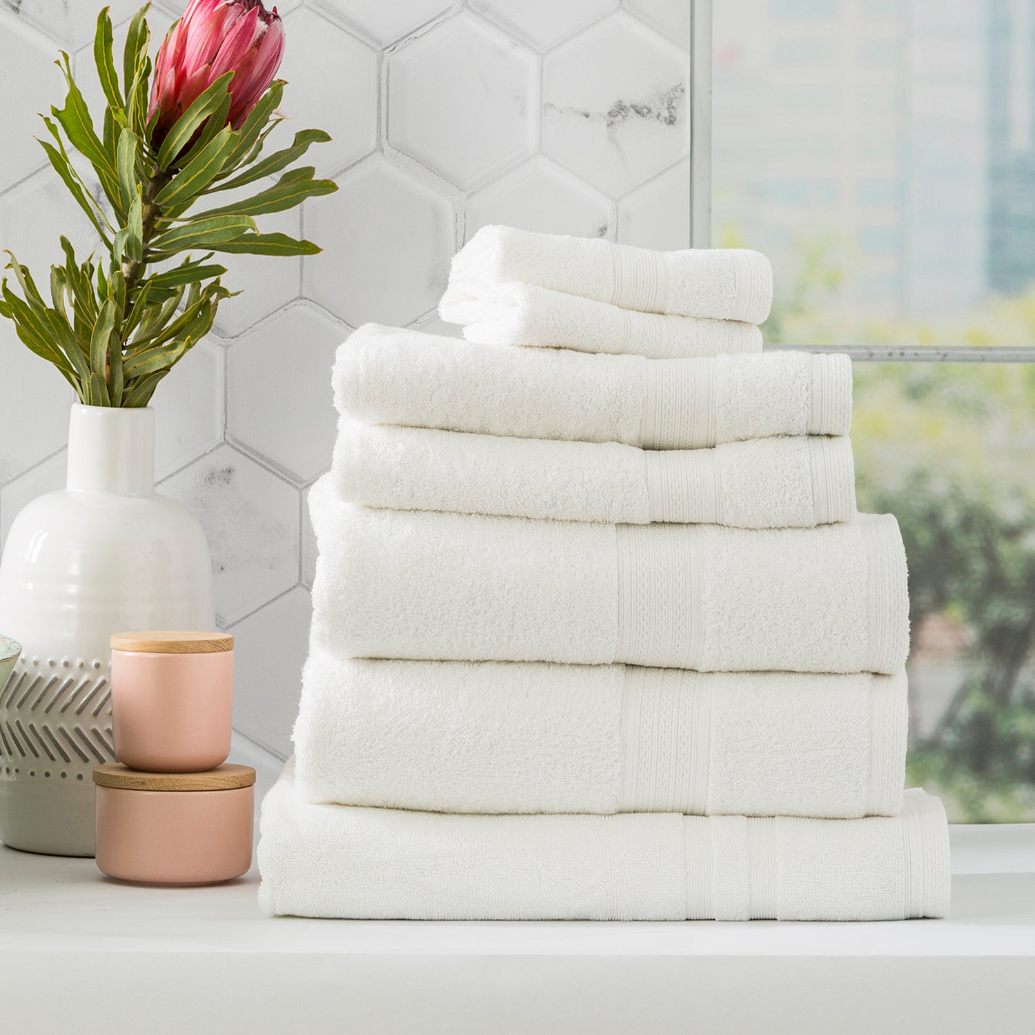 Stella 650 GSM Bamboo Cotton Towel Set White