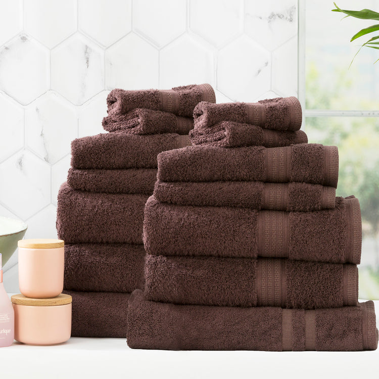 Stella 650 GSM Bamboo Cotton Towel Set Cocoa