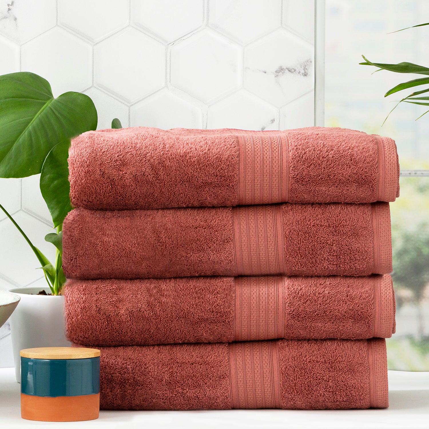 Stella 650 GSM Bamboo Cotton Towel Set Brick