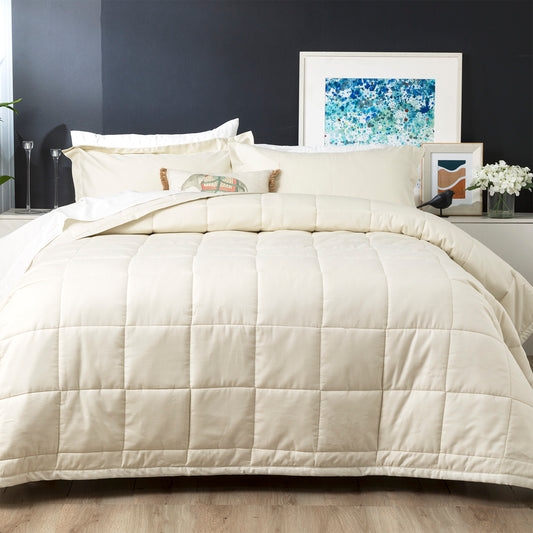 Checks 500 TC Cotton Jacquard Comforter Ivory
