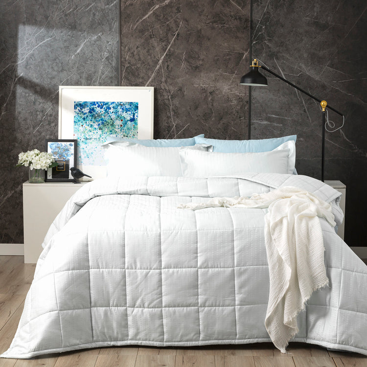 Binary 500 TC Cotton Jacquard Comforter White