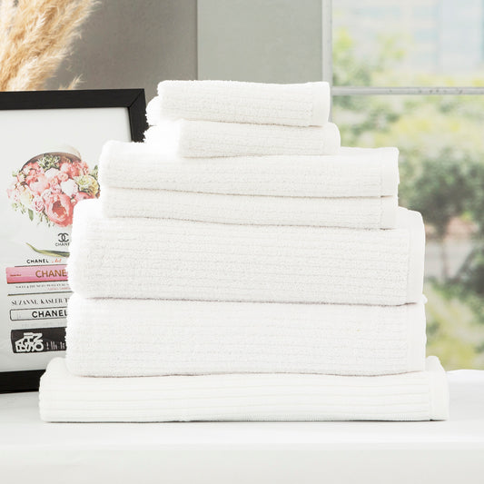 Cobblestone 650 GSM Ribbed Towel Set White