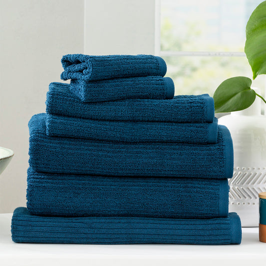 Cobblestone 650 GSM Ribbed Towel Set Ink