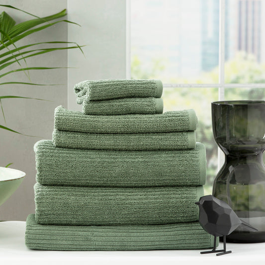 Cobblestone 650 GSM Ribbed Towel Set Sage