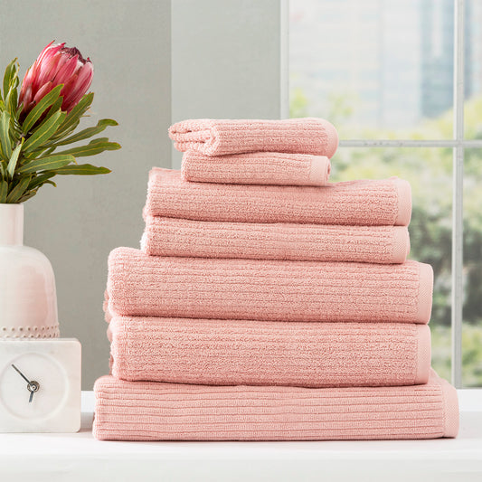 Cobblestone 650 GSM Ribbed Towel Set Blush