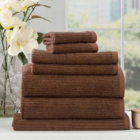 Cobblestone 650 GSM Ribbed Towel Set Toffee